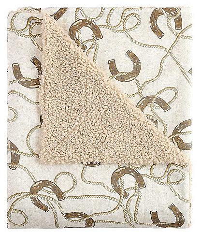 Paseo Road by HiEnd Accents Tasha Polizzi Collection Pierre Equestrian Teddy-Backed Throw Blanket