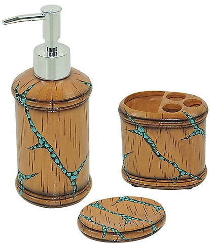 Paseo Road by HiEnd Accents Turquoise Inlay 3-Piece Bath Countertop Accessory Set