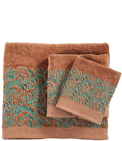 Paseo Road by HiEnd Wyatt Embroidered Turquoise Scroll Pattern 3-Piece Bath Towel Set