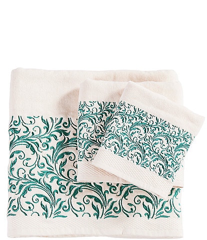 Paseo Road by HiEnd Wyatt Embroidered Turquoise Scroll Pattern 3-Piece Bath Towel Set