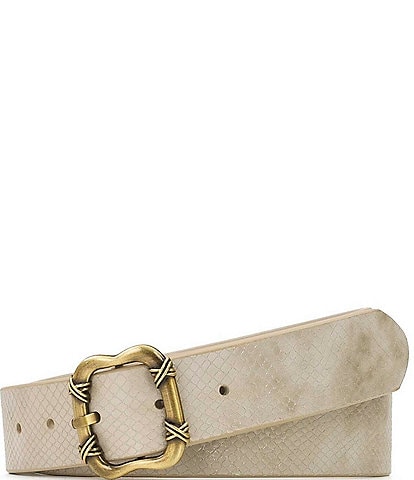 Final Sale Plus Size Snake Print Belt with Gold Buckle in Pink