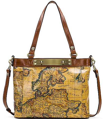 Patricia Nash Arden Leather European Map Print Tote Bag