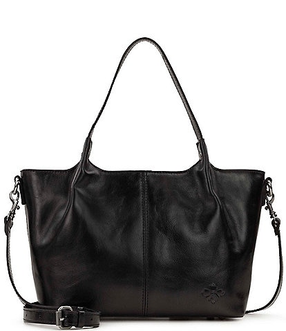 Patricia Nash Black Distressed Leather Argenta Tote Satchel Bag