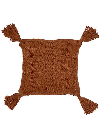 Patricia Nash Cable Knit Tasseled Square Pillow