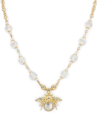 Patricia Nash Crystal Bee Short Pendant Necklace
