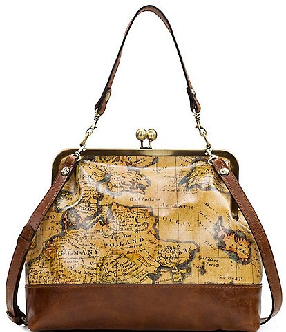 Patricia Nash Elsworth European Map Leather Shoulder Bag