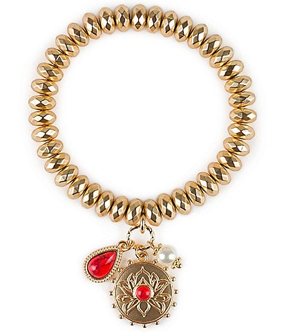 Patricia Nash Etched Lotus Stretch Bracelet