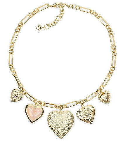 Patricia Nash Five Heart Lockets Charm Statement Necklace