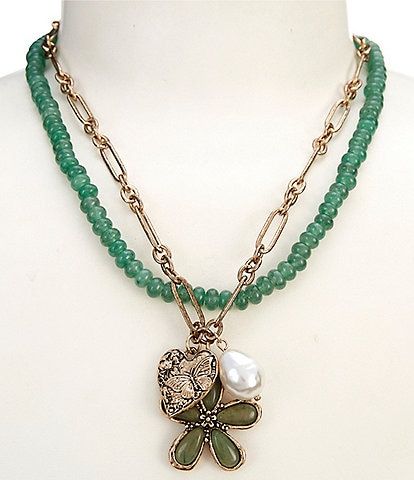 Patricia Nash Flower Charm Short Multi-Strand Necklace
