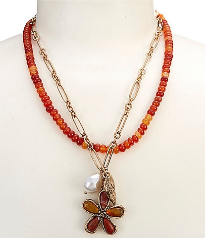 Patricia Nash Flower Charm Short Multi-Strand Necklace