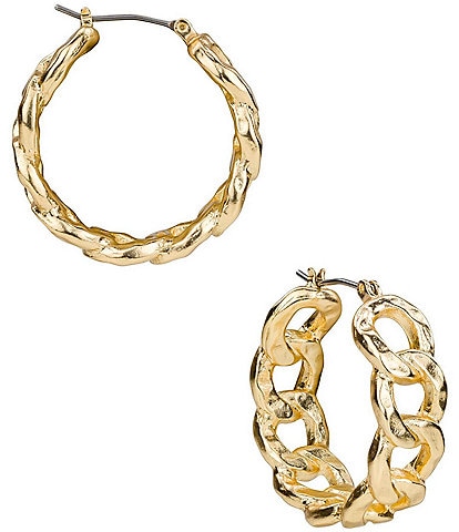 Patricia Nash Hammered Link Hoop Earrings