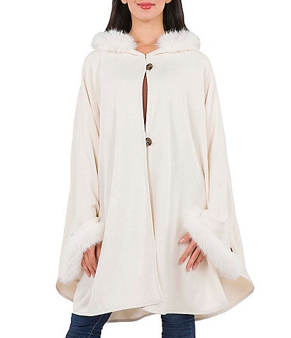 Patricia Nash Hooded Cape with Faux Fur