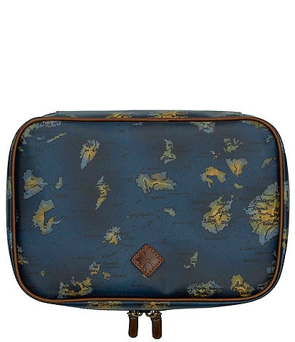 Patricia Nash Ilaria Greek Map Patina Coated Linen Canvas Hanging Case