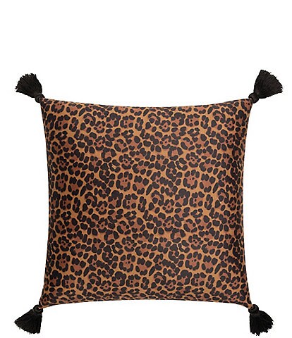 Patricia Nash Leopard Velvet Tasseled Square Pillow
