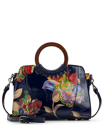 Patricia Nash Lyon Leather Floral Satchel Crossbody Bag