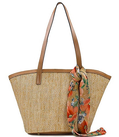 Patricia Nash Marconia Straw Tote Bag with Scarf