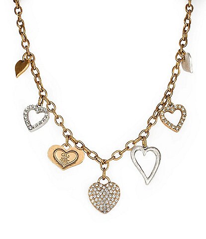Patricia Nash Multi Heart Charm Frontal Collar Necklace
