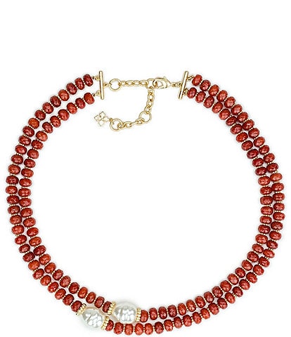 Patricia Nash Multi Row Bead Pearl Short Multi Strand Necklace