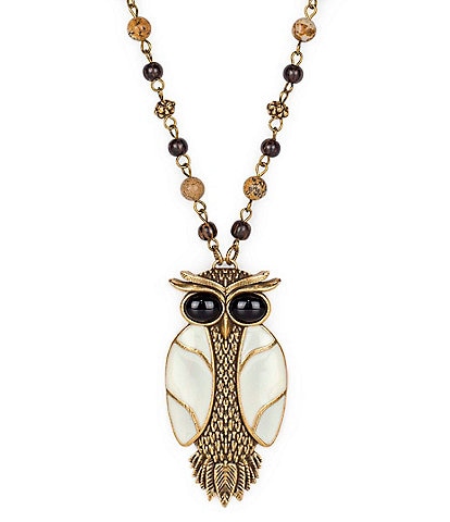 Patricia Nash Owl Long Pendant Necklace