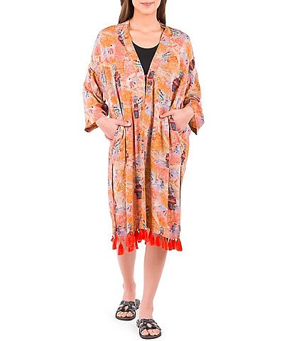 Patricia Nash Paris Map Print Tassel Detail Ruana