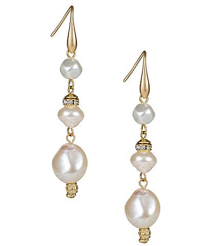 Patricia Nash Pearl And Gold Bead Drop Earrings