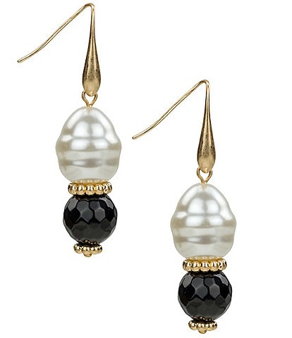 Patricia Nash Pearl Bead Double Drop Earrings