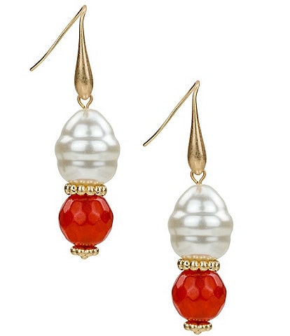 Patricia Nash Pearl Bead Double Drop Earrings