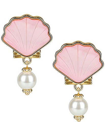 Patricia Nash Pink Shell and Pearl Drop Earrings