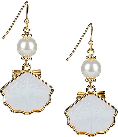 Patricia Nash Shell and Pearl Drop Earrings