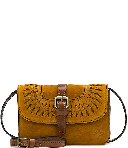 PATRICIA NASH COGNAC BROWN GLAZED LEATHER CAMERA CROSSBODY BAG