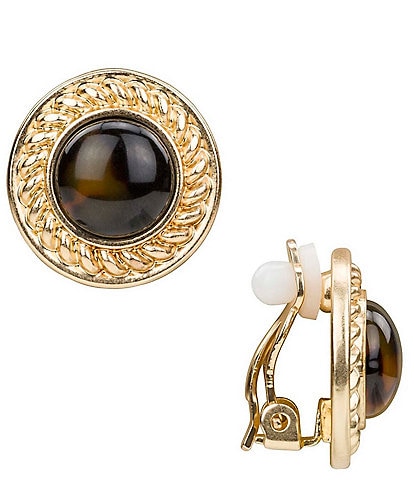 Patricia Nash Tortoise Button Clip Stud Earrings
