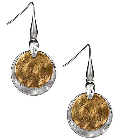 Patricia Nash Two Tone Double Hammered Drop Earrings