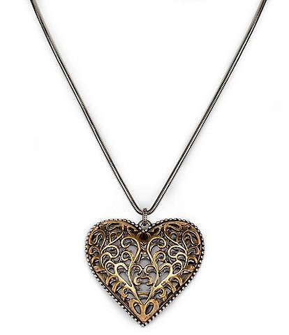 Patricia Nash Two Tone Heart Short Pendant Necklace