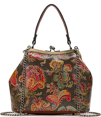 Patricia Nash Vintage Italian Floral Laureana Frame Satchel Crossbody Bag