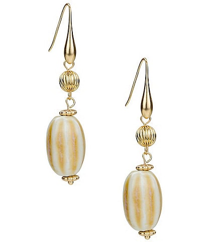 Patricia Nash White Textured Bead Drop Earrings