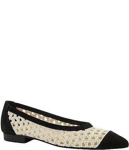 Paul Green Daisy Woven Nubuck Suede Pointed Cap Toe Ballet Flats