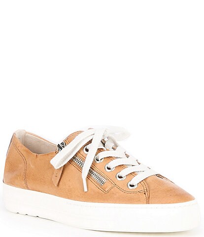 Paul Green Lacey Leather Lace-Up Side Zip Platform Sneakers