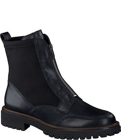 Paul Green Sheridan Leather Front Zip Lug Booties