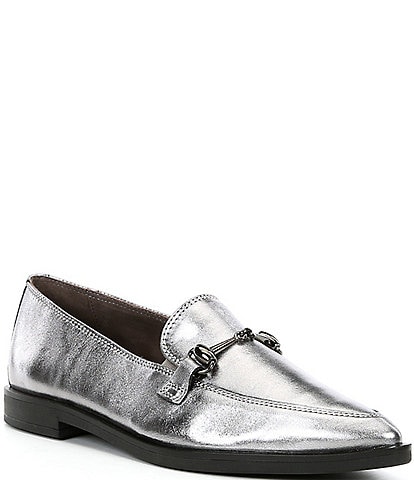 Paul Green Wexler Metallic Leather Pointed Toe Bit Buckle Loafers