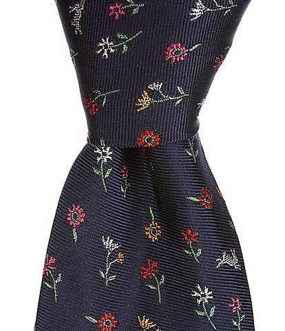 Paul Smith Floral/Rabbits 3.14" Woven Silk Tie