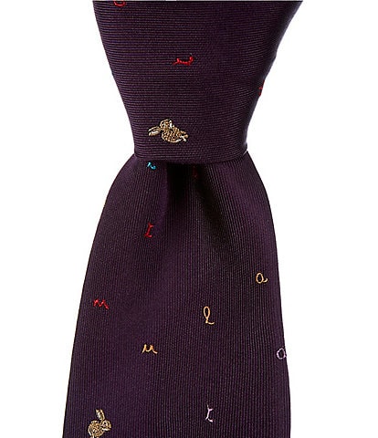 Paul Smith Rabbit Letters 3.14" Woven Silk Tie
