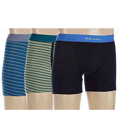 Paul Smith Solid And Stripe 3.5#double; Inseam Boxer Briefs 3-Pack