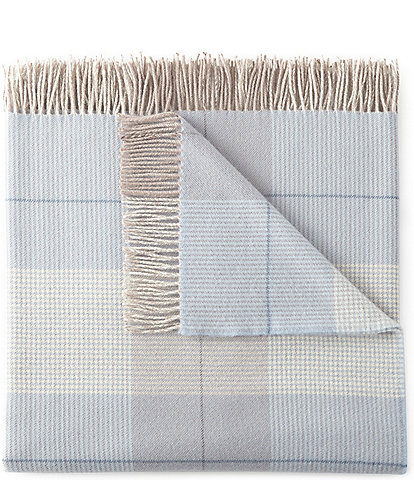 Peacock Alley York Merino Wool Plaid Fringe Throw Blanket