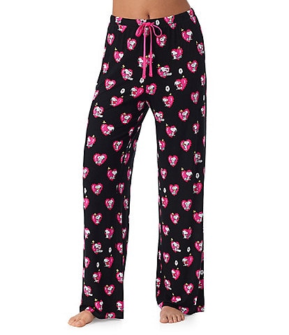 Peanuts Jersey Knit Snoopy Heart Print Coordinating Valentine's Day Sleep Pants