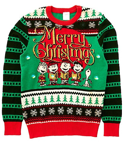 Peanuts Long Sleeve Merry Christmas Peanuts Carolers Sweater