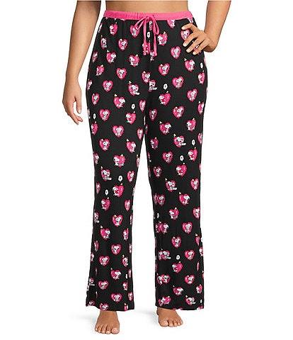 Peanuts Plus Size Jersey Knit Snoopy Heart Print Coordinating Valentine's Day Sleep Pants