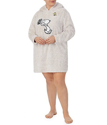 Peanuts Plus Size Soft Long Sleeve Hooded Snoopy Pullover