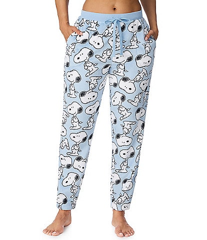Peanuts Snoopy Blue Novelty Print Fleece Coordinating Sleep Joggers