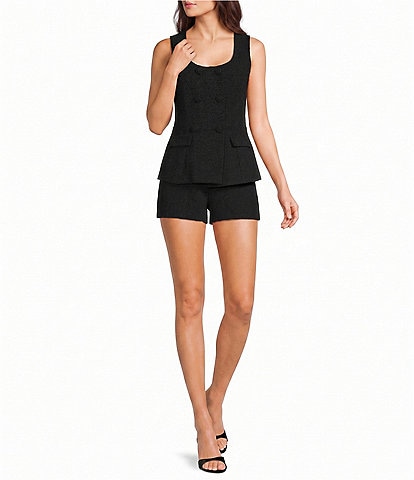 Pear Culture Scoop Neck Button Front Romper