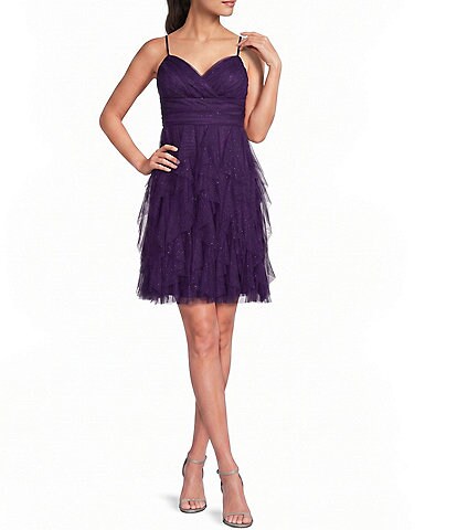 Pear Culture Spaghetti Strap Glitter Cork Dress
